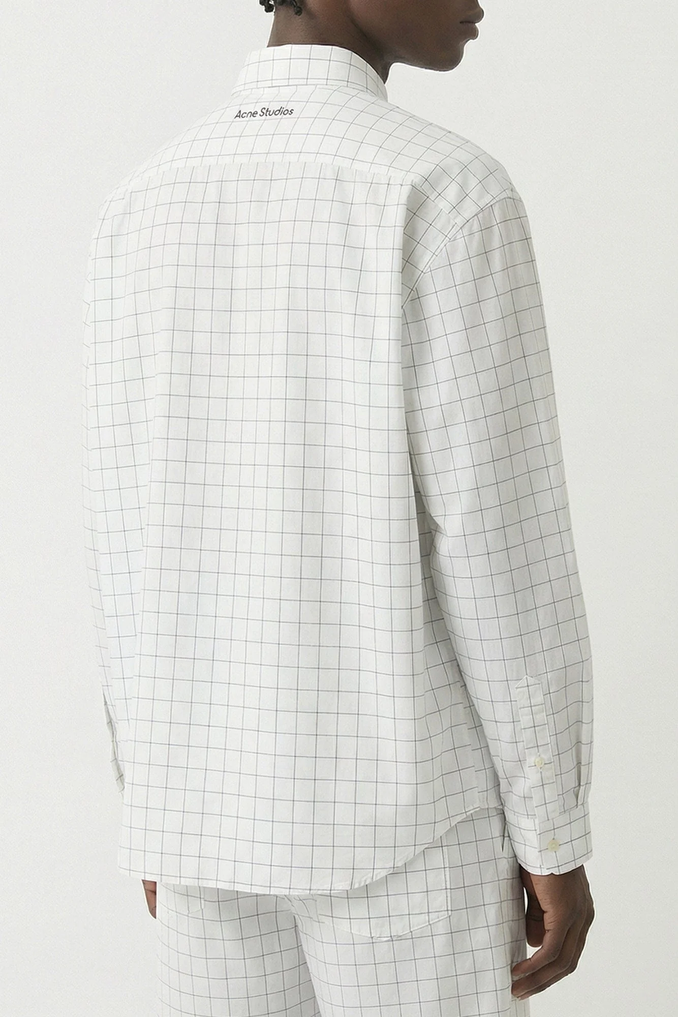 Acne Studios Checkered Button Up in White - Image 3