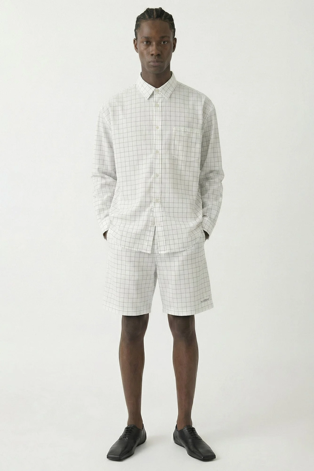 Acne Studios Checkered Button Up in White - Image 4