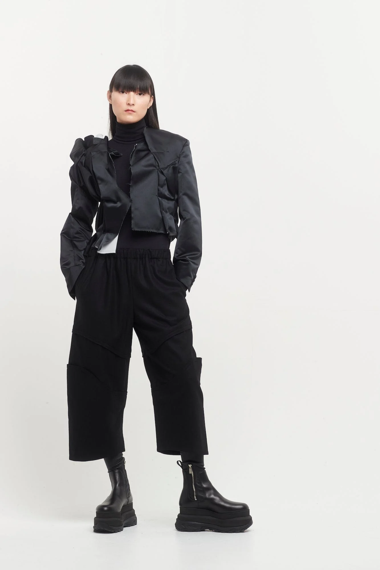 Comme des Garçons Layered Wide Knee Pants - Image 4