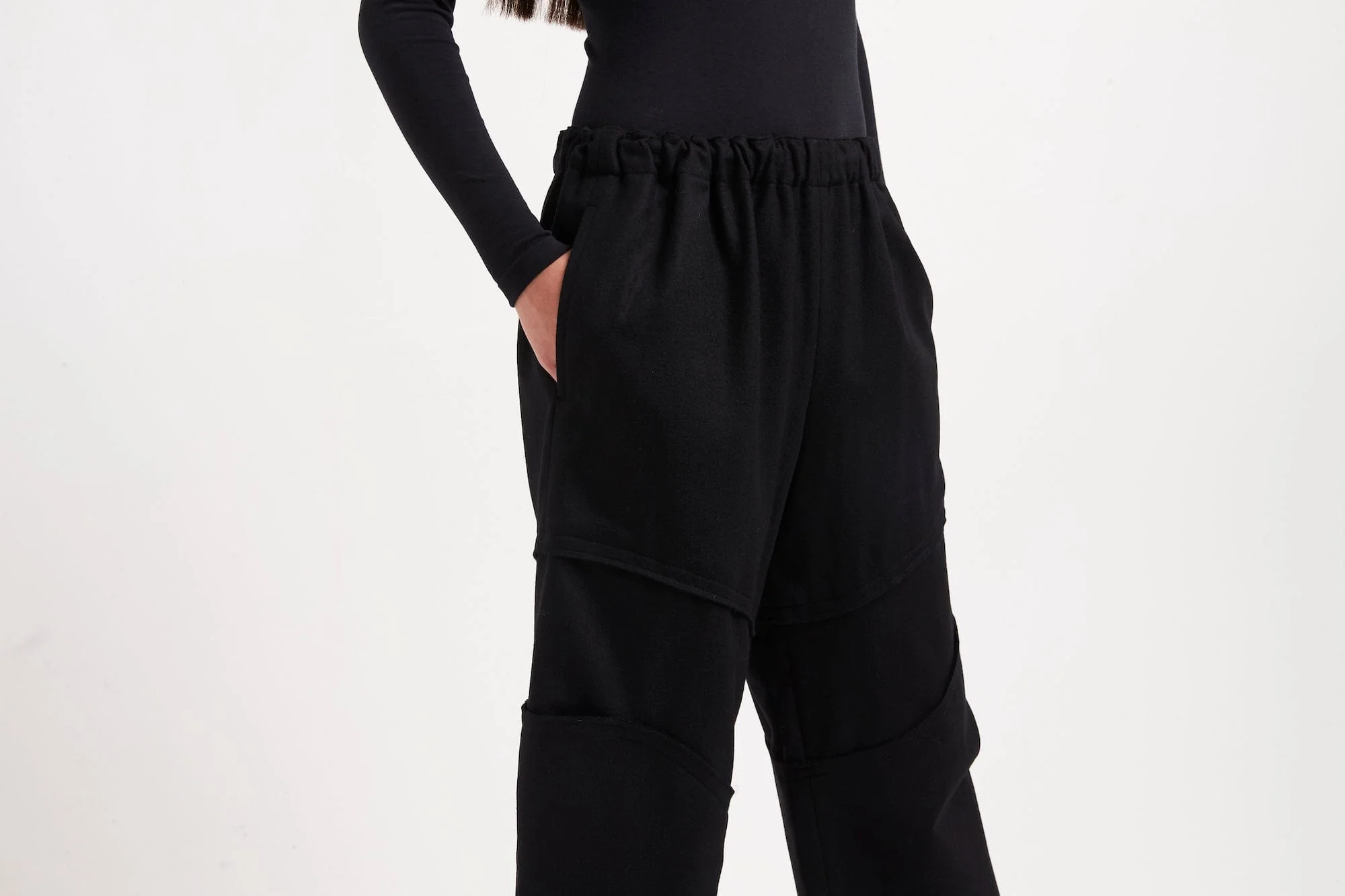 Comme des Garçons Layered Wide Knee Pants - Image 5