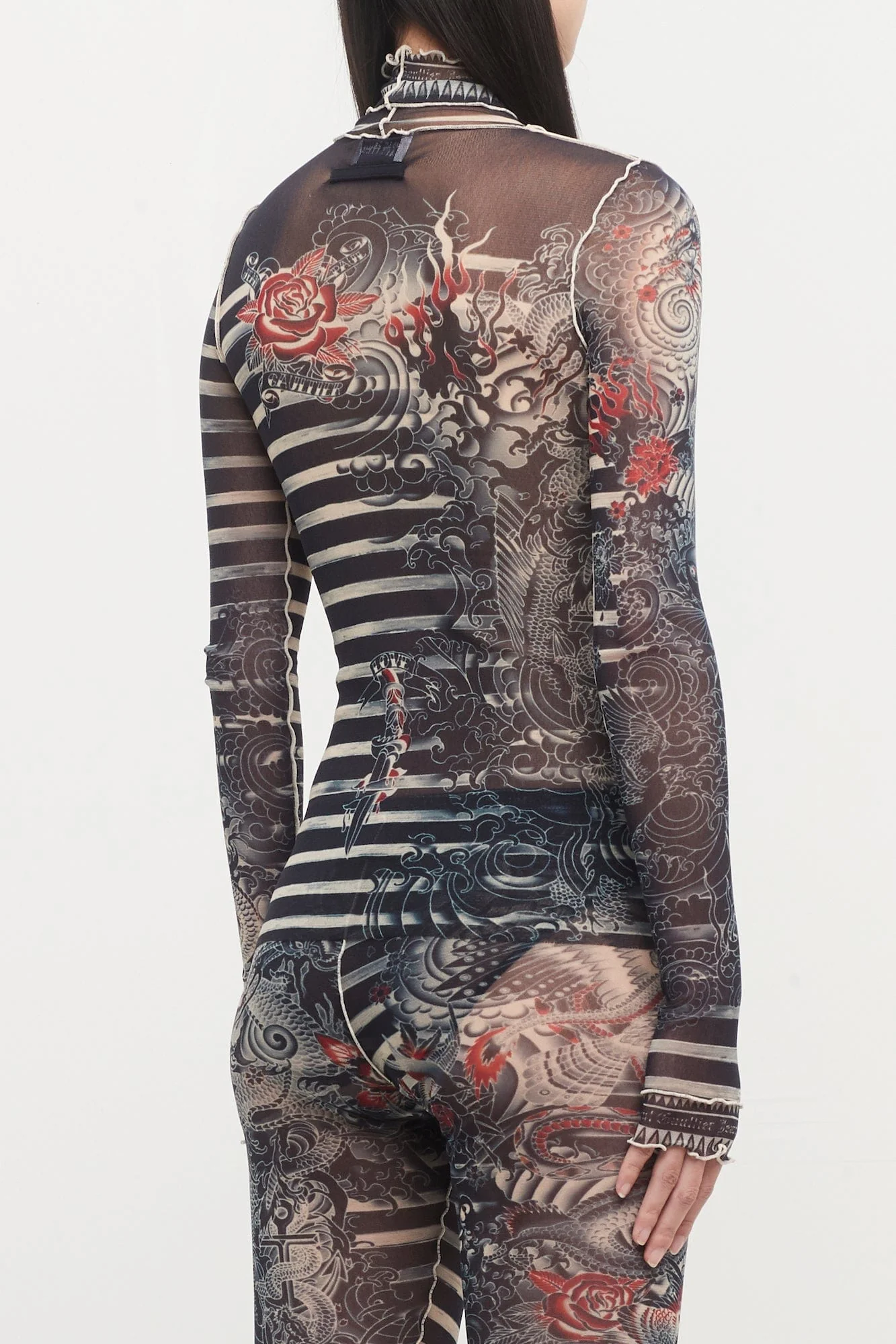 Jean Paul Gaultier Mariniere Tattoo High Neck Long Sleeve Top - Image 3