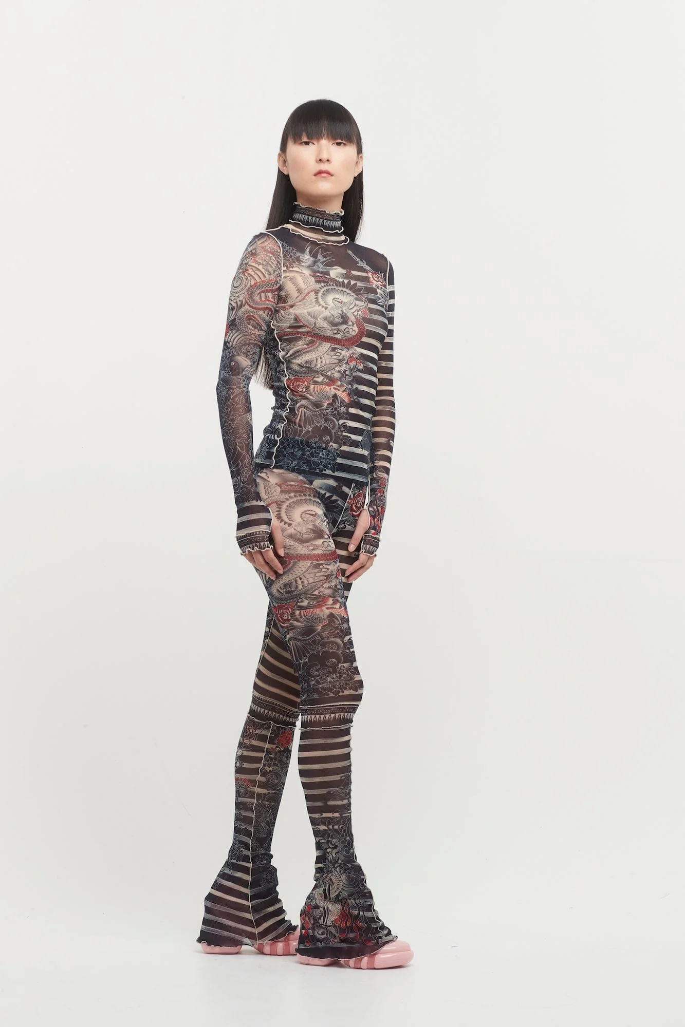 Jean Paul Gaultier Mariniere Tattoo High Neck Long Sleeve Top - Image 4