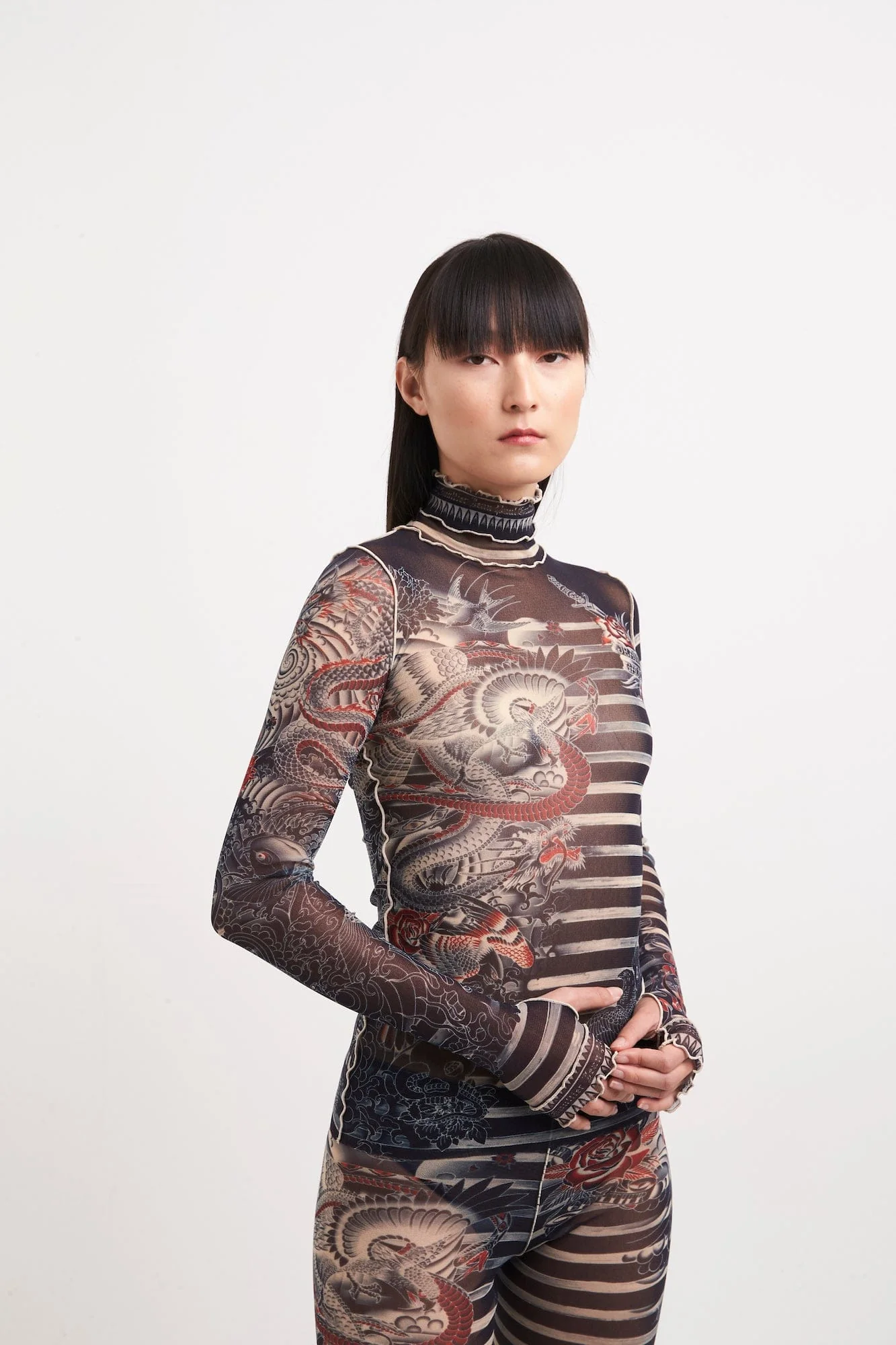Jean Paul Gaultier Mariniere Tattoo High Neck Long Sleeve Top - Image 5