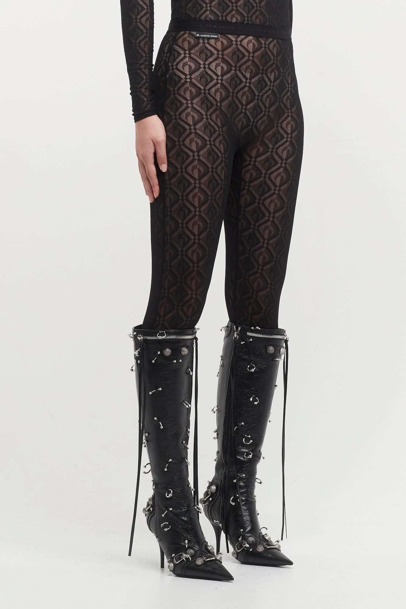 Marine Serre Monogram Mesh Jacquard Tights - Image 2