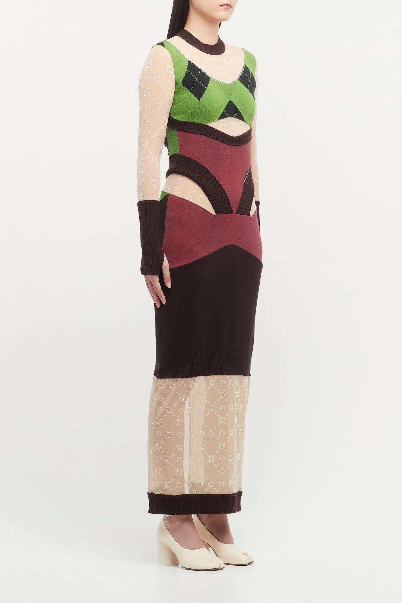 Marine Serre Regenerated Lozenge Knit Fitted Dress - Image 2