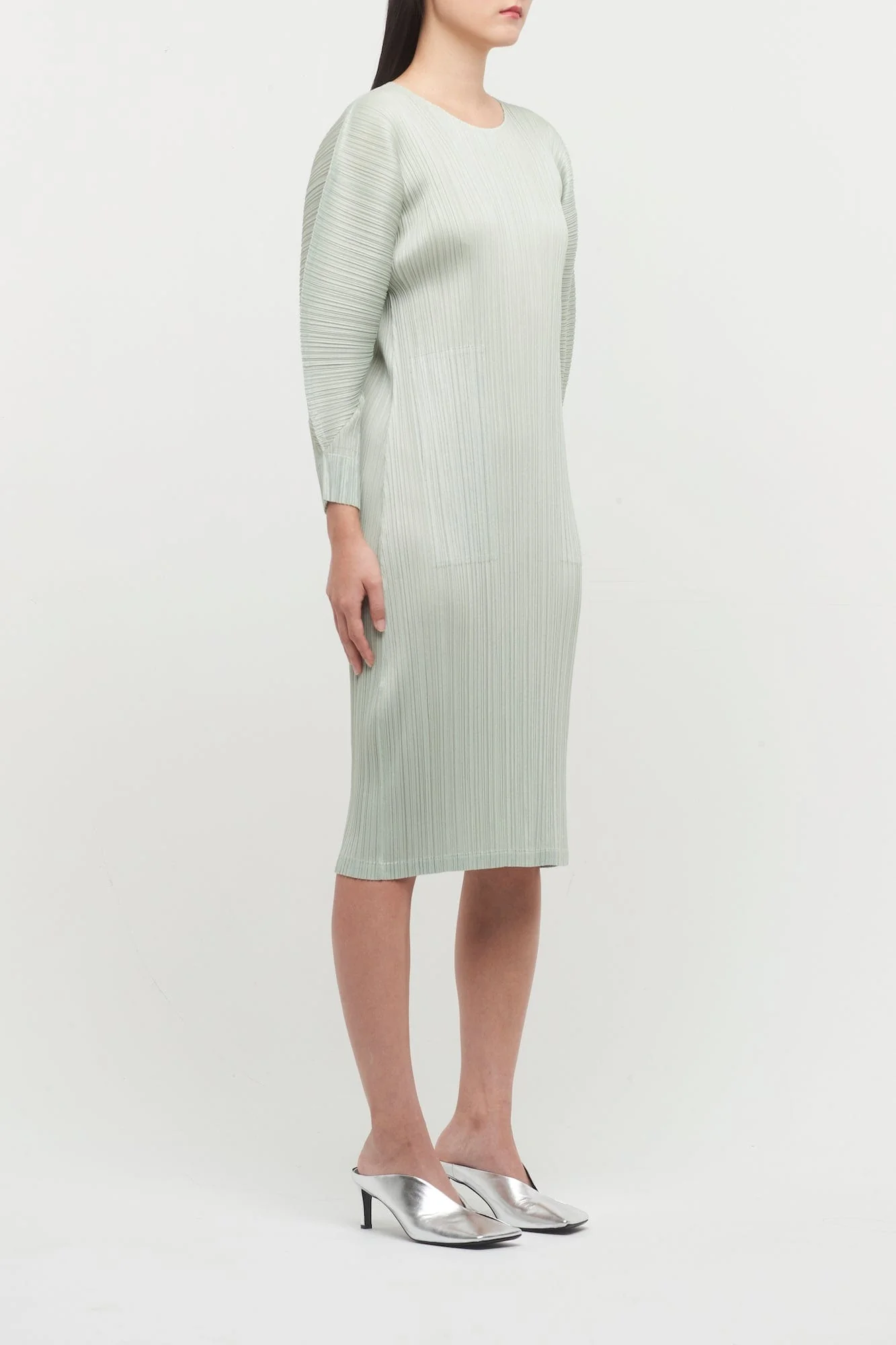 Pleats Please Issey Miyake Montly Colors November Dress in Sage Green - Image 2