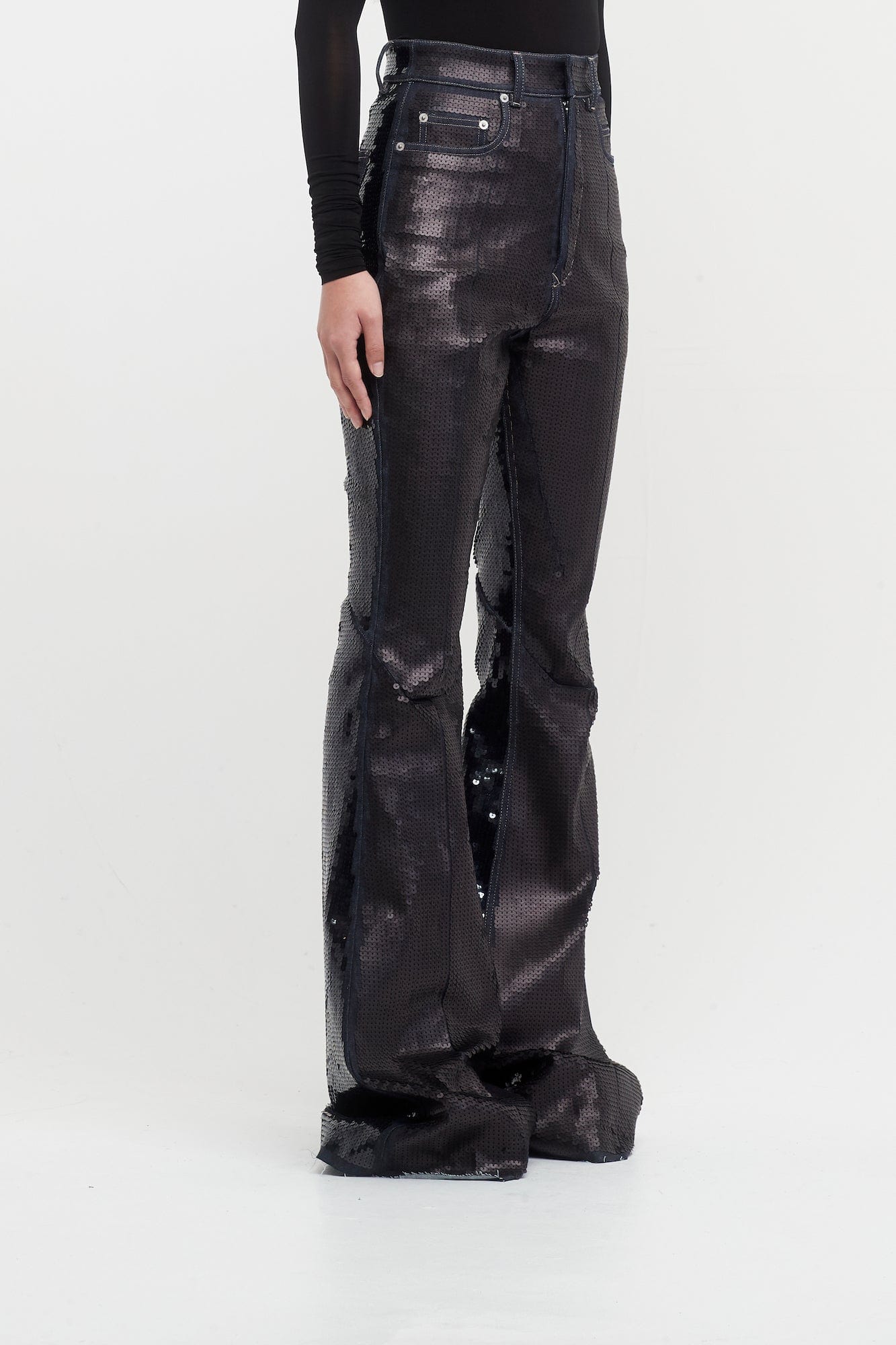 Rick Owens Bolan Denim in Black Sequin and Blue - Image 2