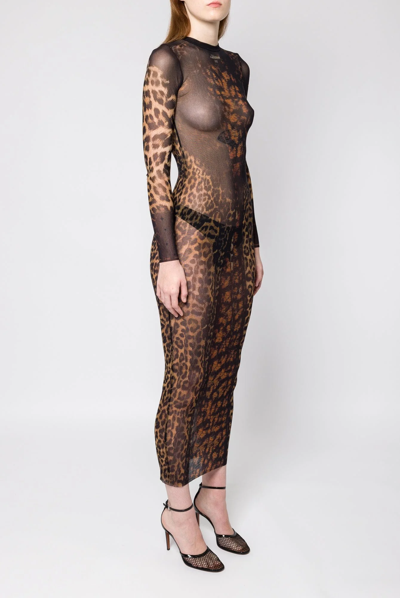 Jean Paul Gaultier Leopard Printed Mesh Long Dress - Image 2