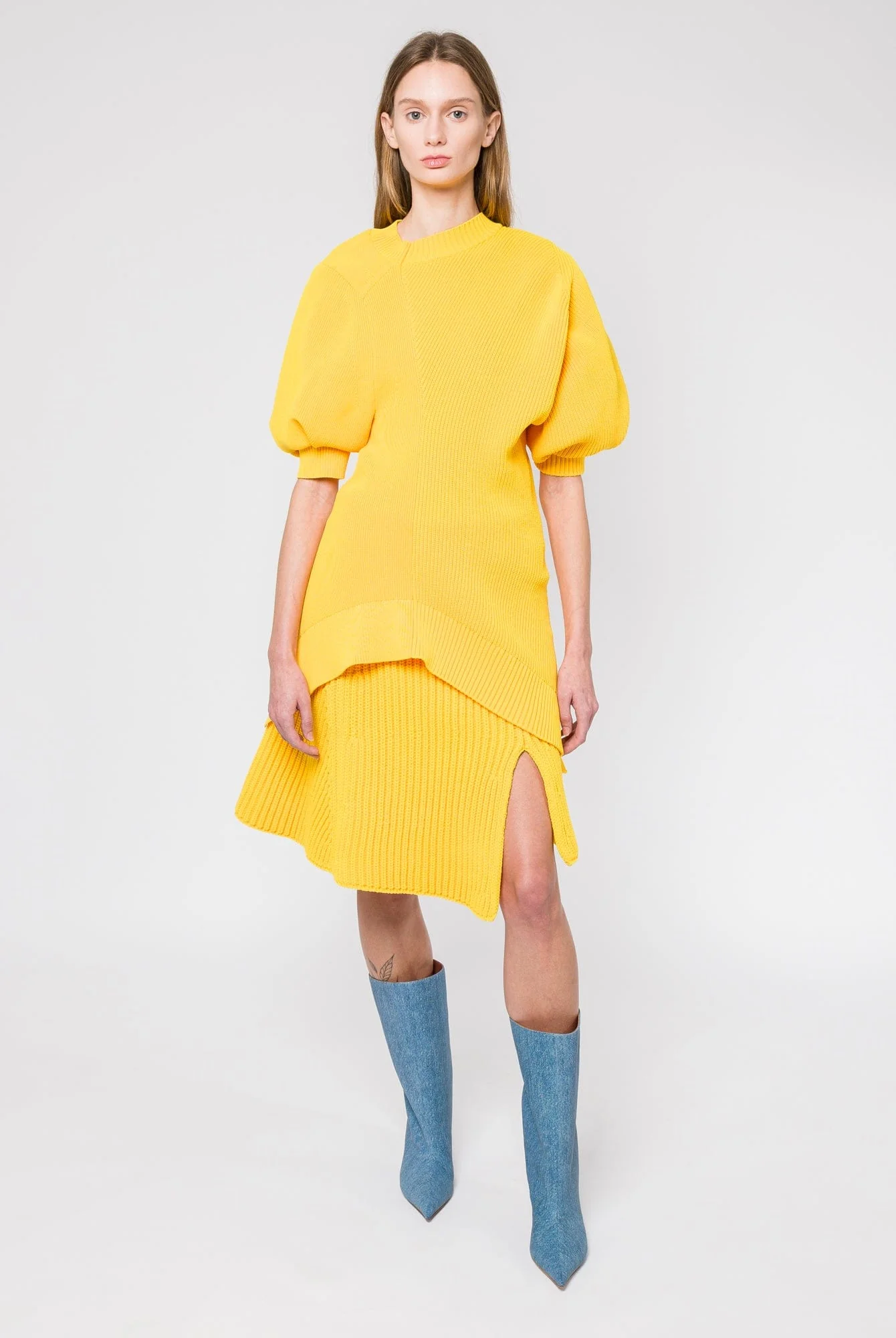 Sacai Knit Skirt in Yellow - Image 4