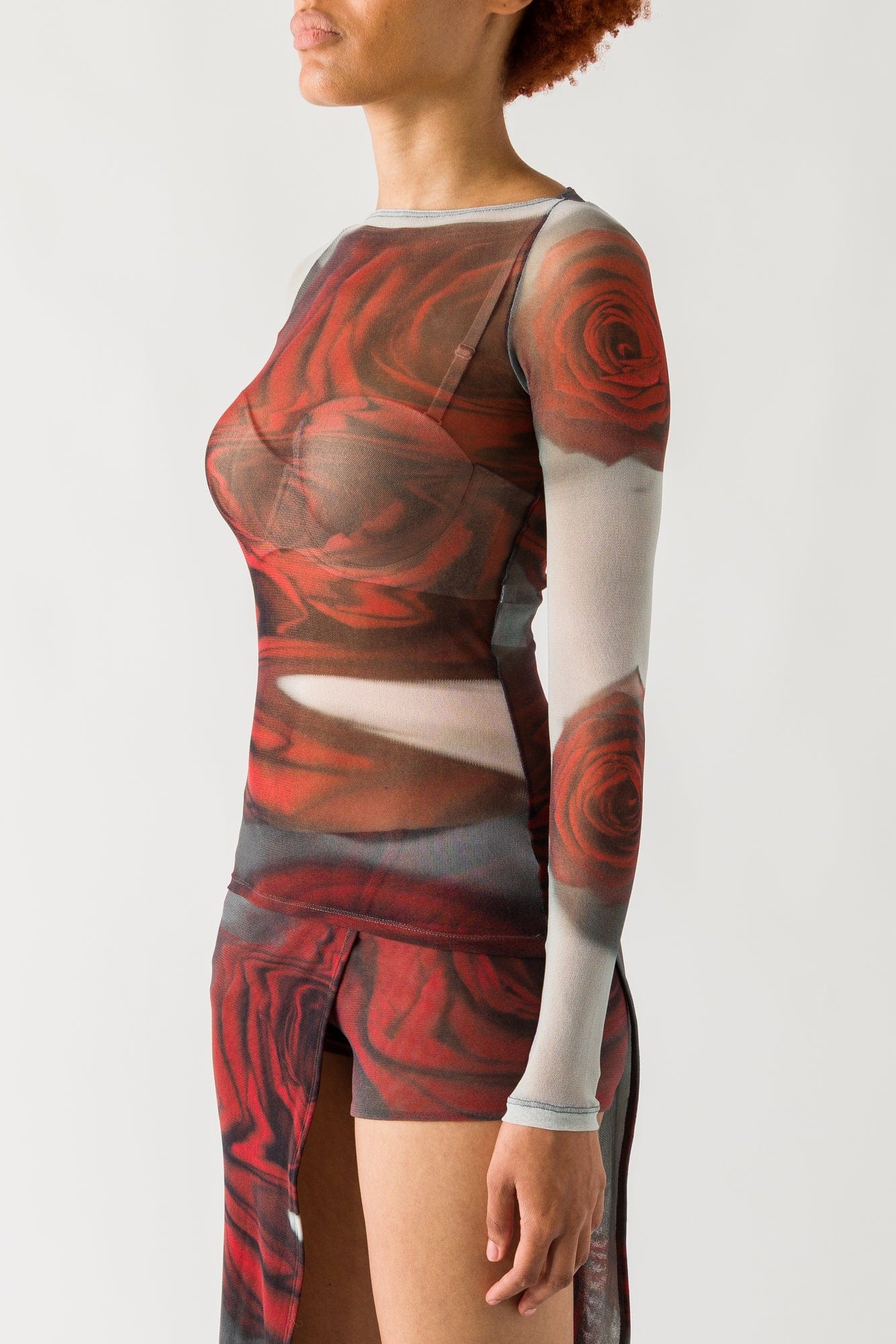 Jean Paul Gaultier Mesh Long Sleeve in Blurry Roses - Image 2