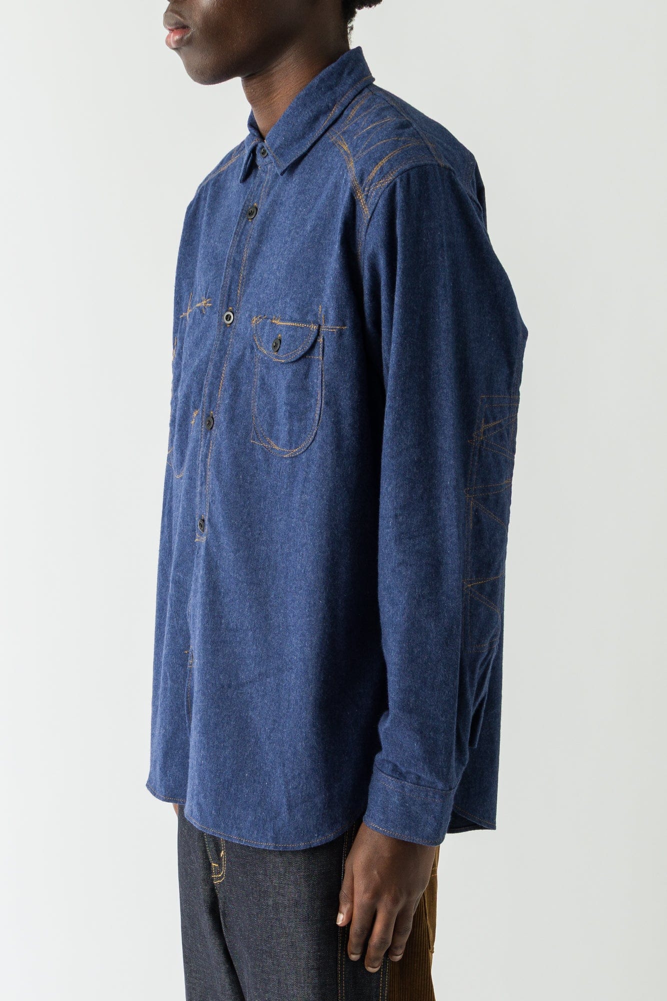 Junya Watanabe MAN Patchwork Outershirt in Navy - Image 2