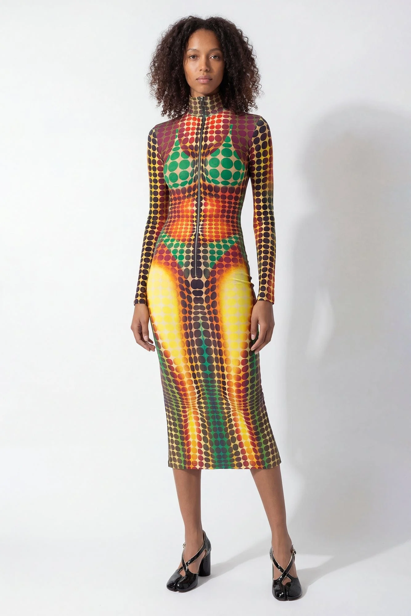 Jean Paul Gaultier High Neck Long Dress in Orange - Image 4