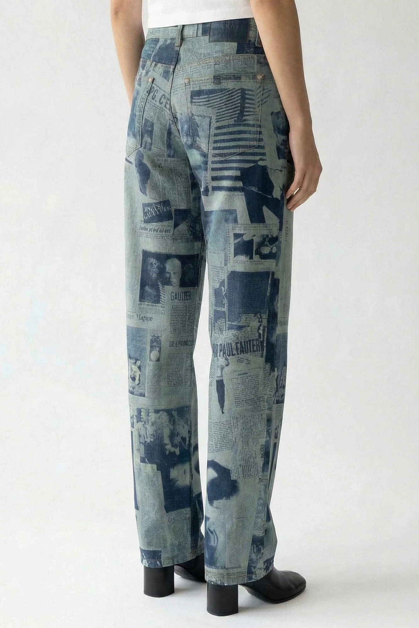 Jean Paul Gaultier Jeans with Newspaper Print in Indigo - Image 3