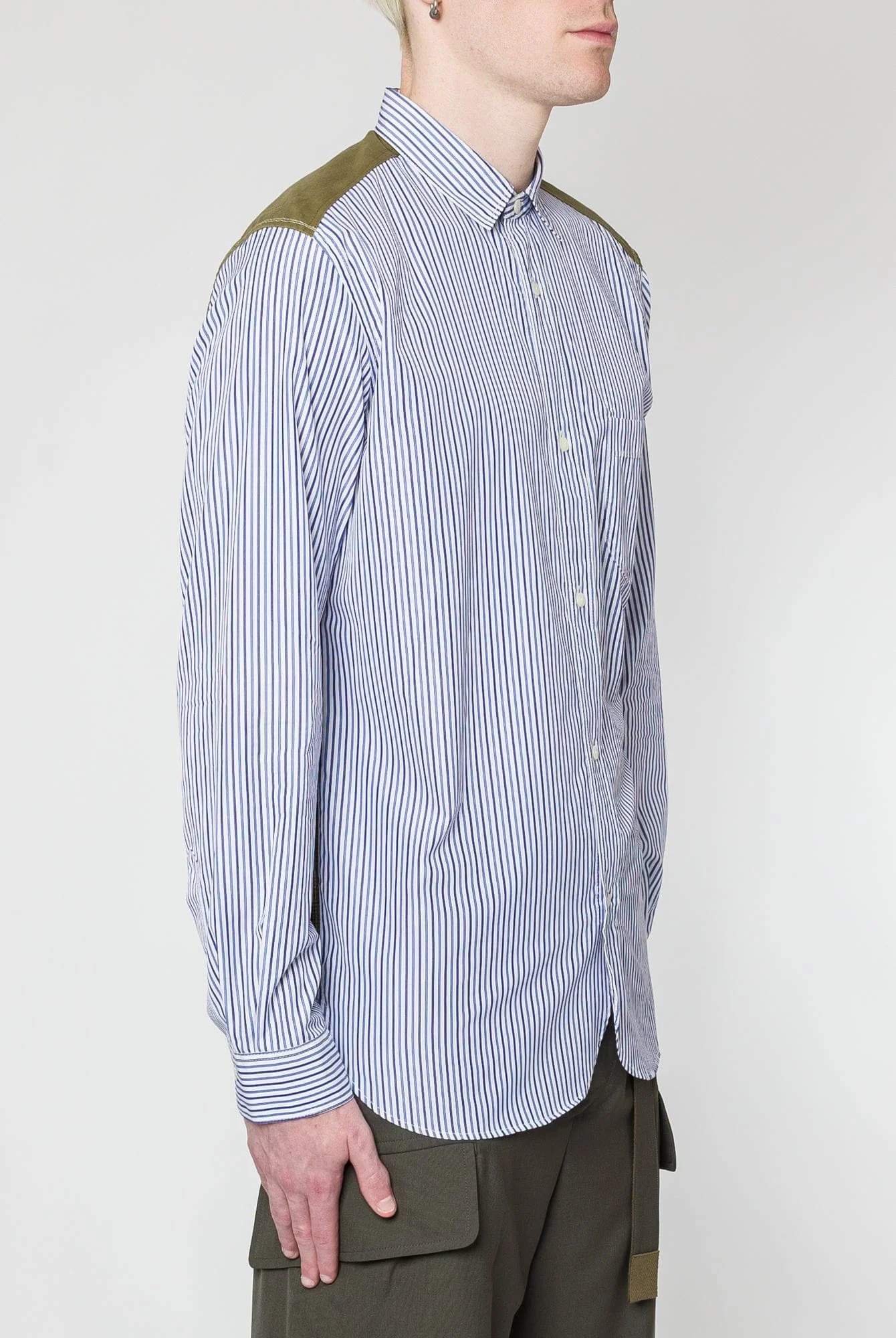 Junya Watanabe MAN Cotton Stripe Mixed Button Down - Image 2