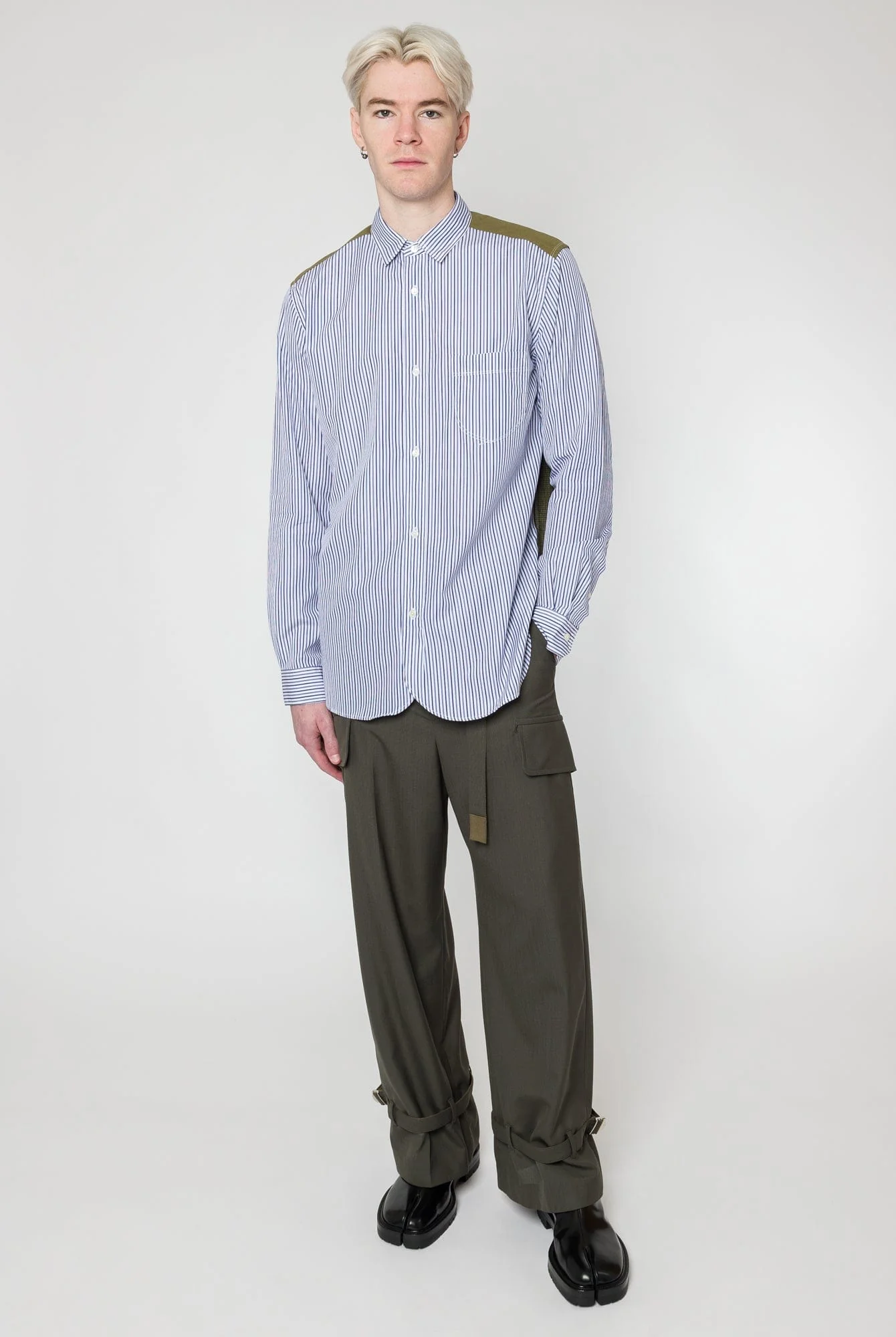 Junya Watanabe MAN Cotton Stripe Mixed Button Down - Image 4