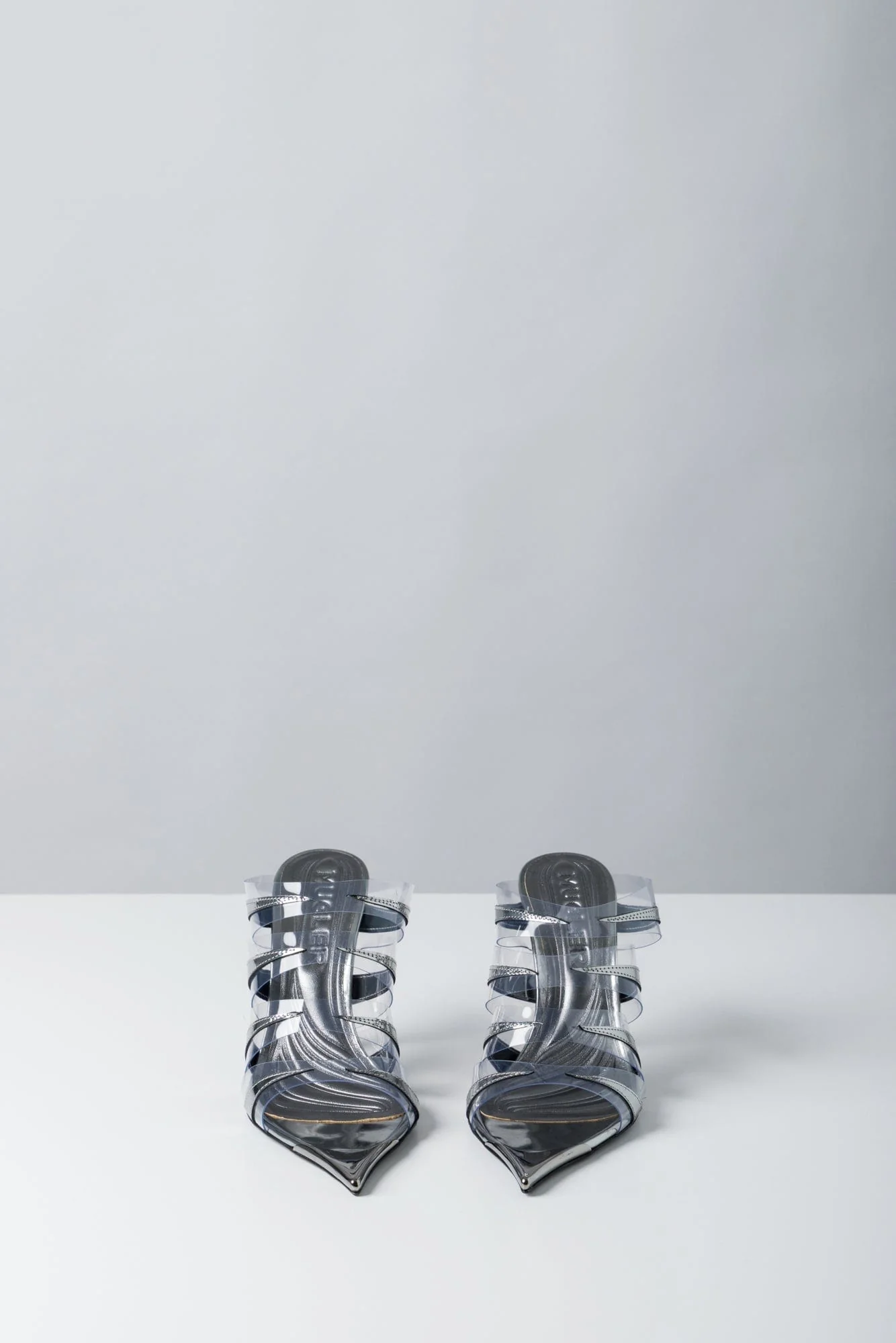 Mugler PVC Mule in Gun Metal - Image 3