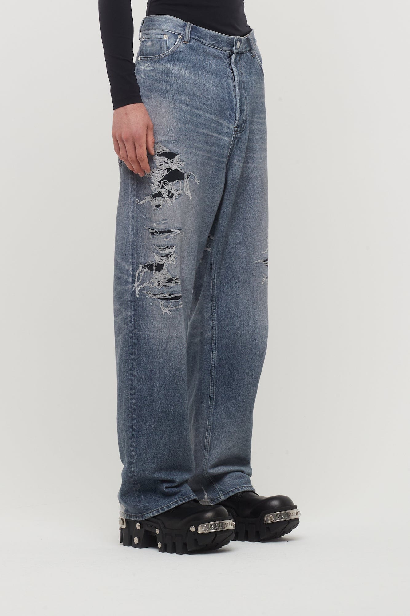 Balenciaga Medium Denim Molleton Pants - Image 2