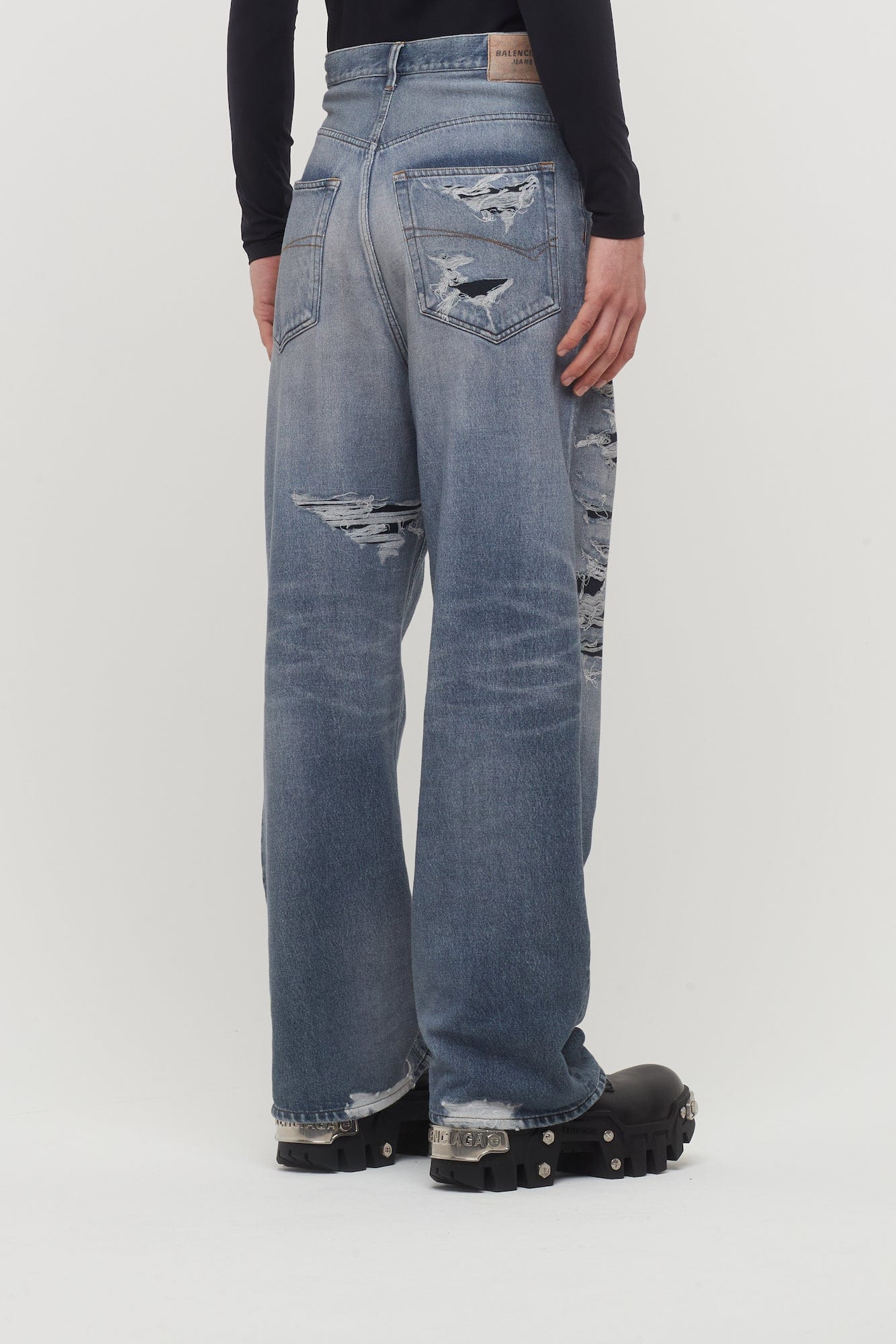Balenciaga Medium Denim Molleton Pants - Image 3