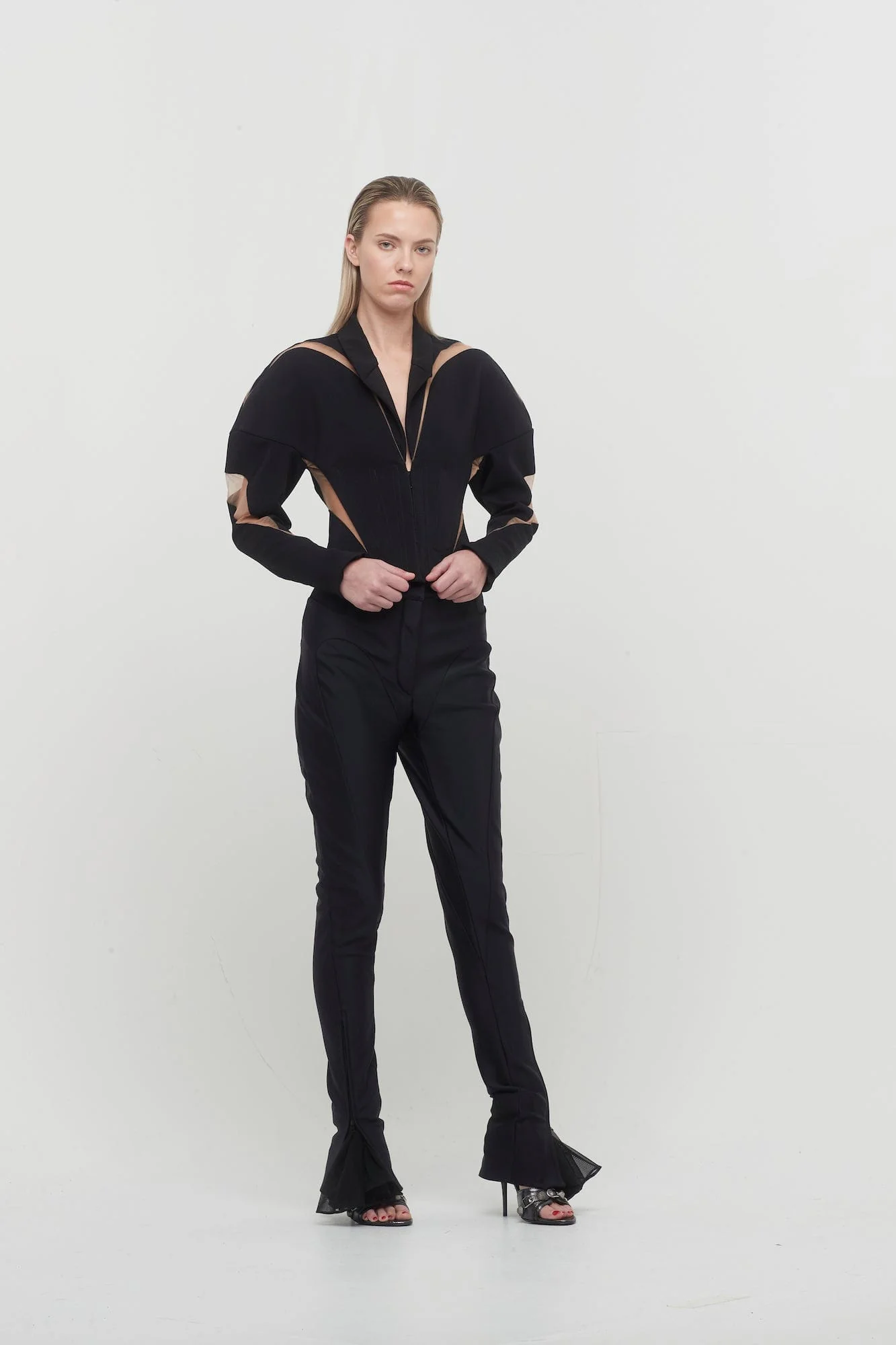 Mugler Viscose Crepe Hook and Eye Blazer - Image 4