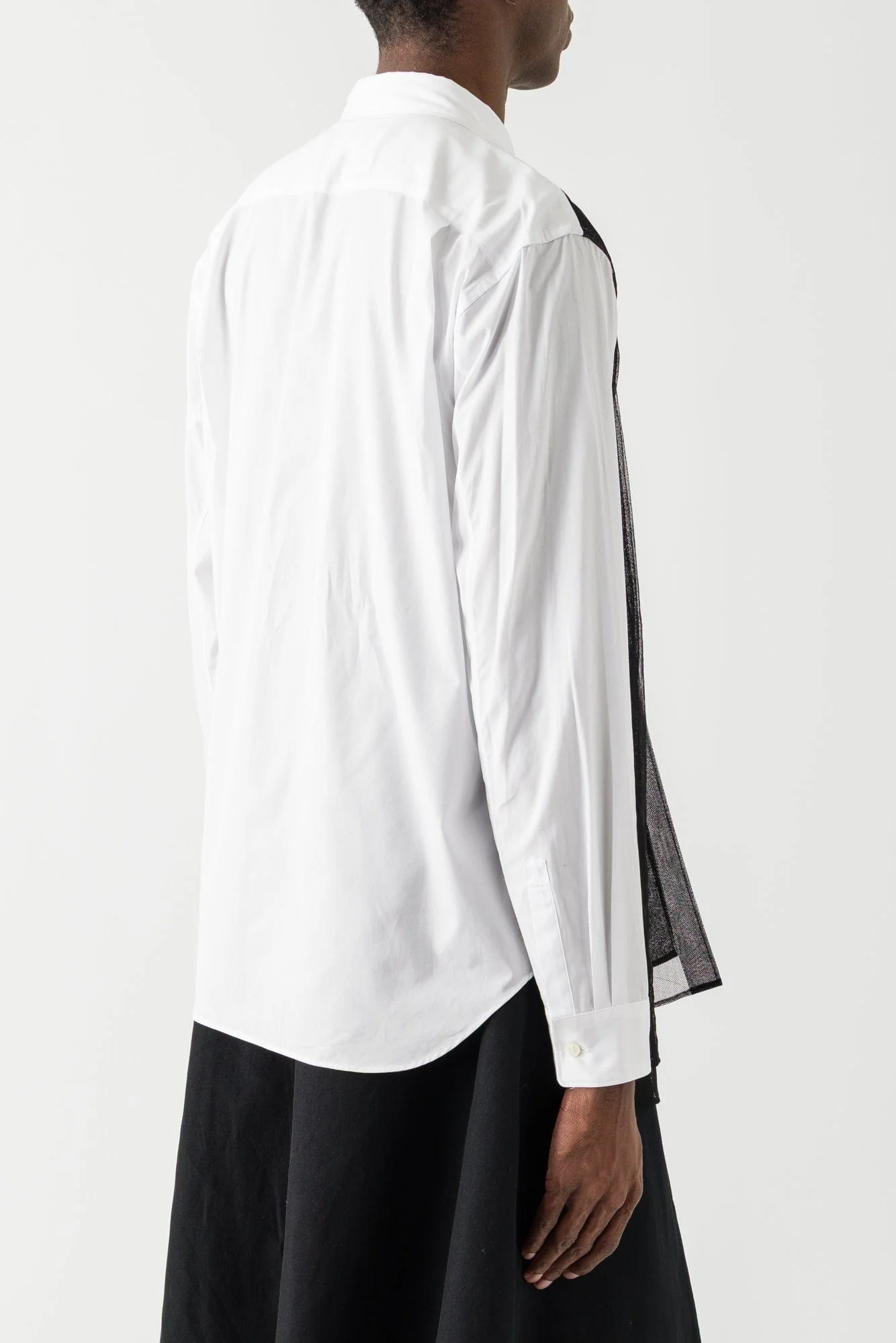 Comme des Garçons Homme Plus Tulle Detailed Shirt in White and Black - Image 3