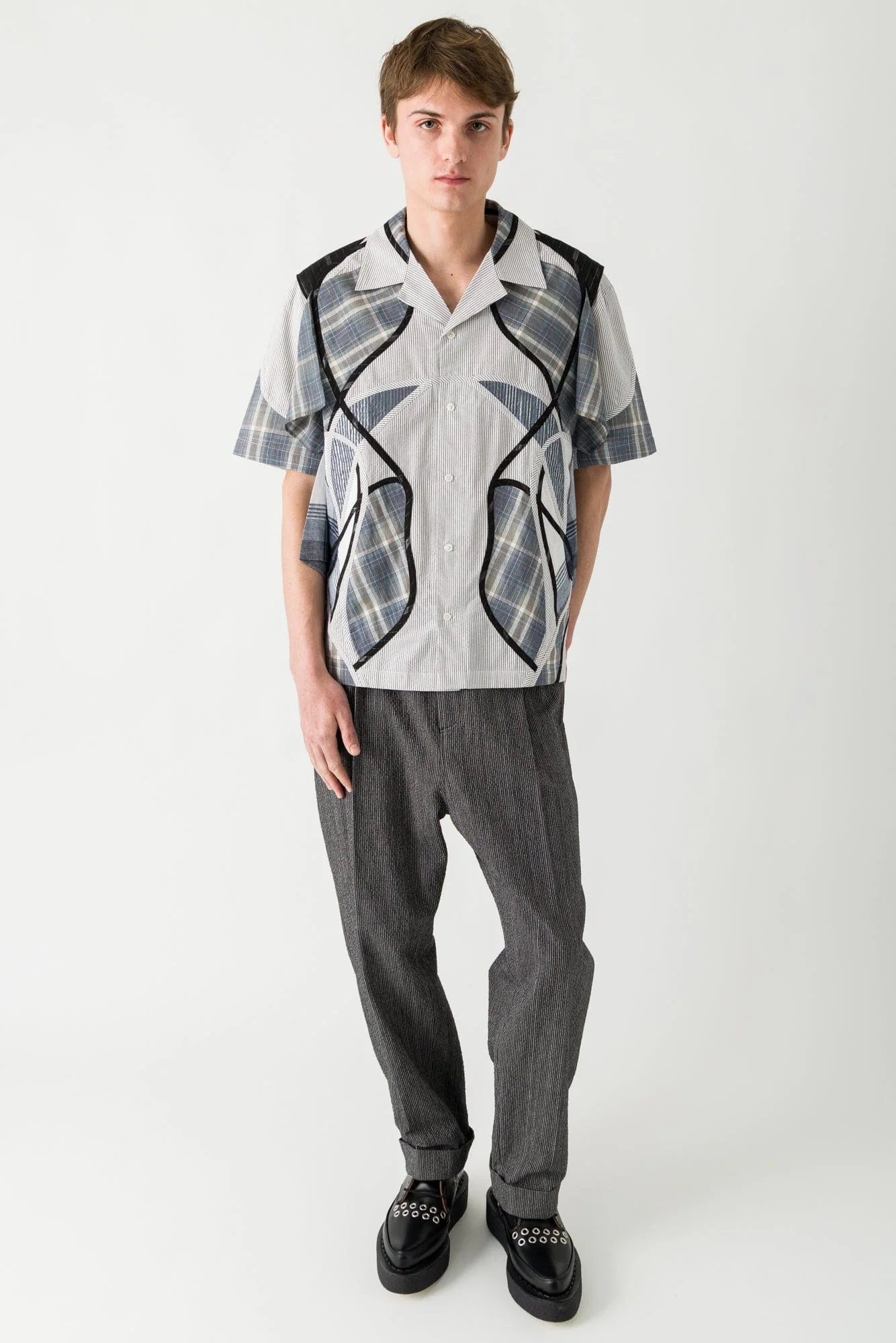 Craig Green Patchwork Shirt in Mixed Blue SS25 - Image 4