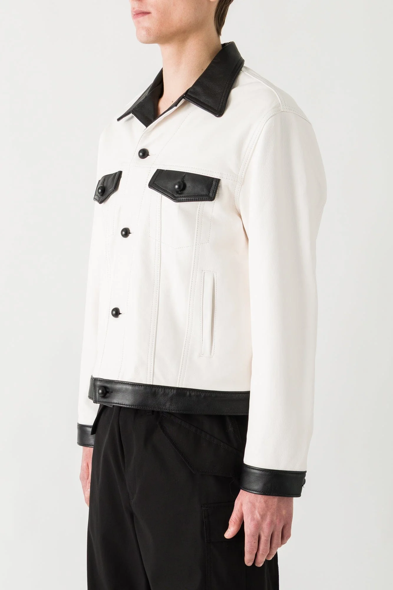 Ernest W. Baker Leather Spread Collar Jacket - Image 2