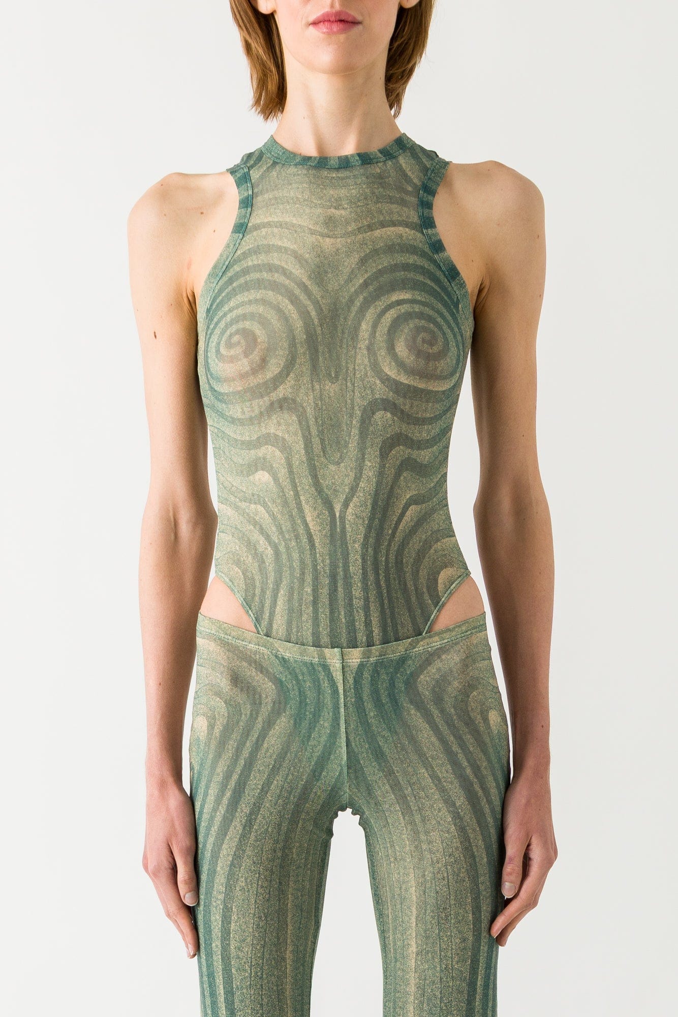 Jean Paul Gaultier Spiral Printed Mesh Body