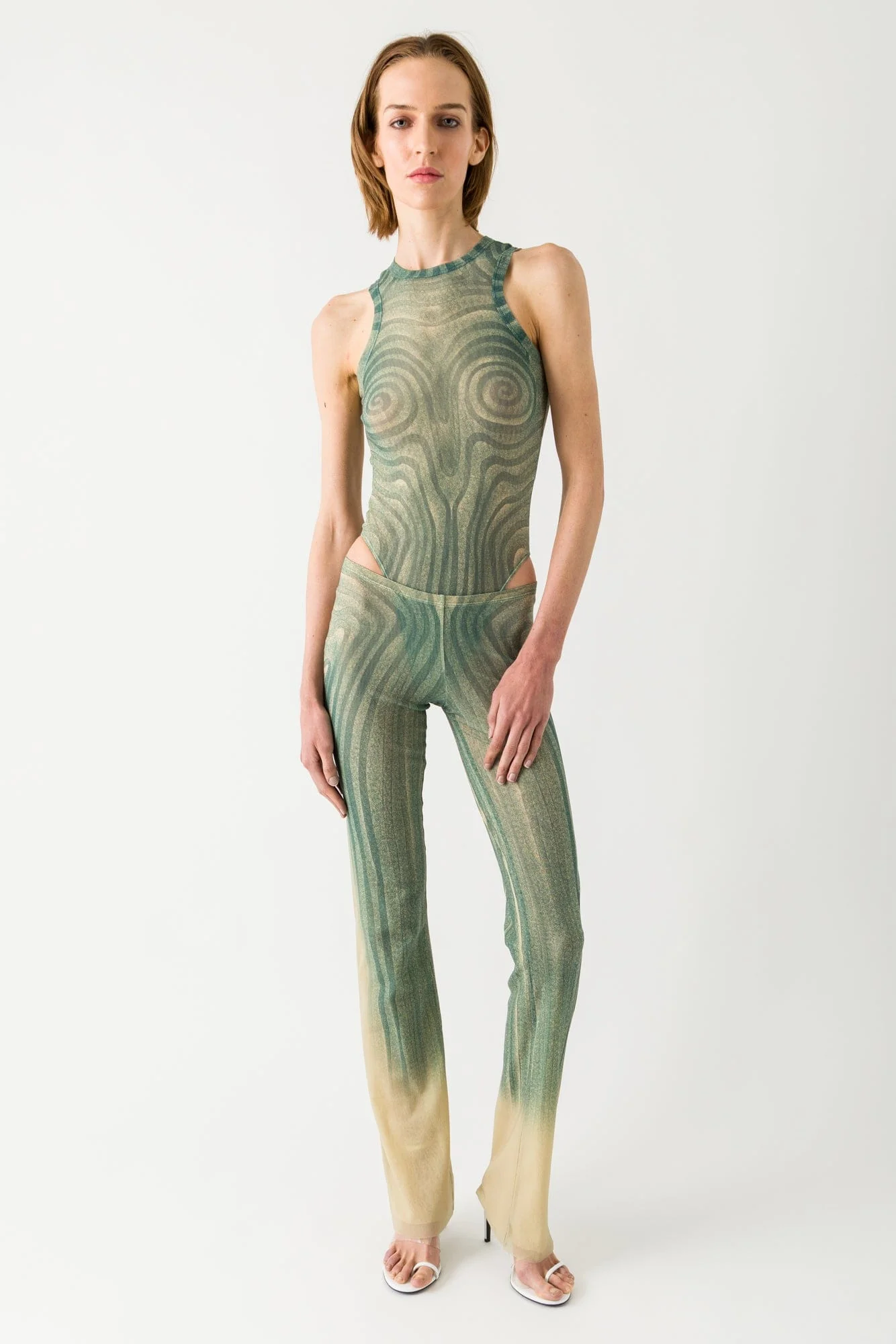 Jean Paul Gaultier Spiral Printed Mesh Body - Image 4