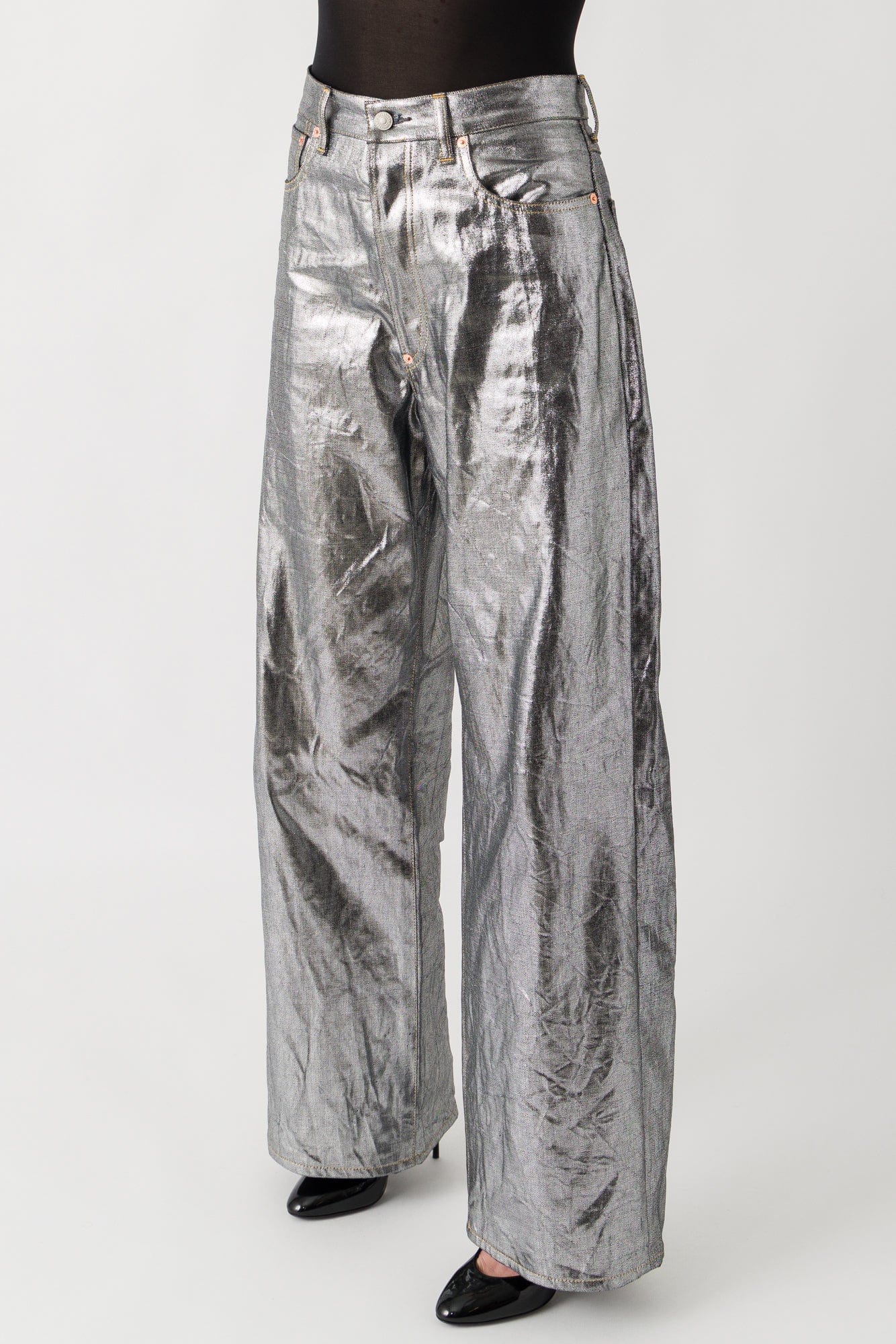 Junya Watanabe Silver Denim Pants - Image 2