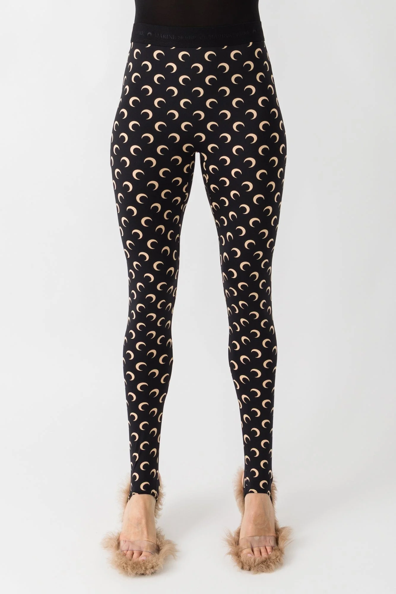 Marine Serre Recycled Moon Jersey Stirrup Leggings in Inverse Tan