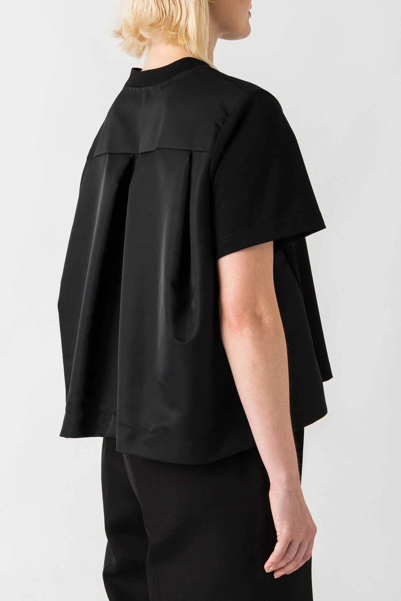 Sacai Nylon Twill Mix Cotton Jersey T-Shirt in Black - Image 3
