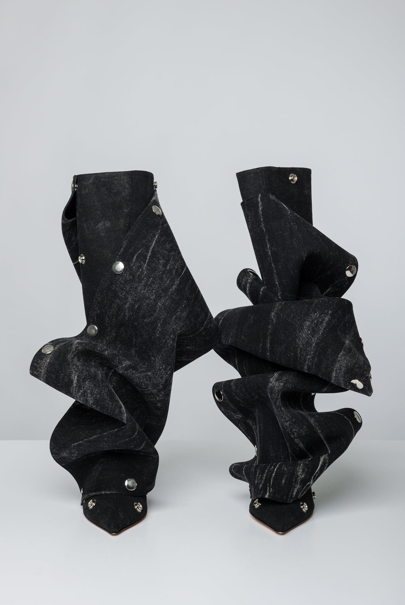 Y/Project Snap Boots in Black Vertical Whiskers - Image 4